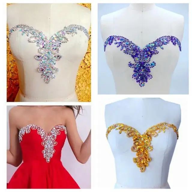 13 Colors Handmade Beaded Diamond Crystal Sweetheart Luxury Rhinestone Material Apparel Decoration Evening Dress Neck Accessory