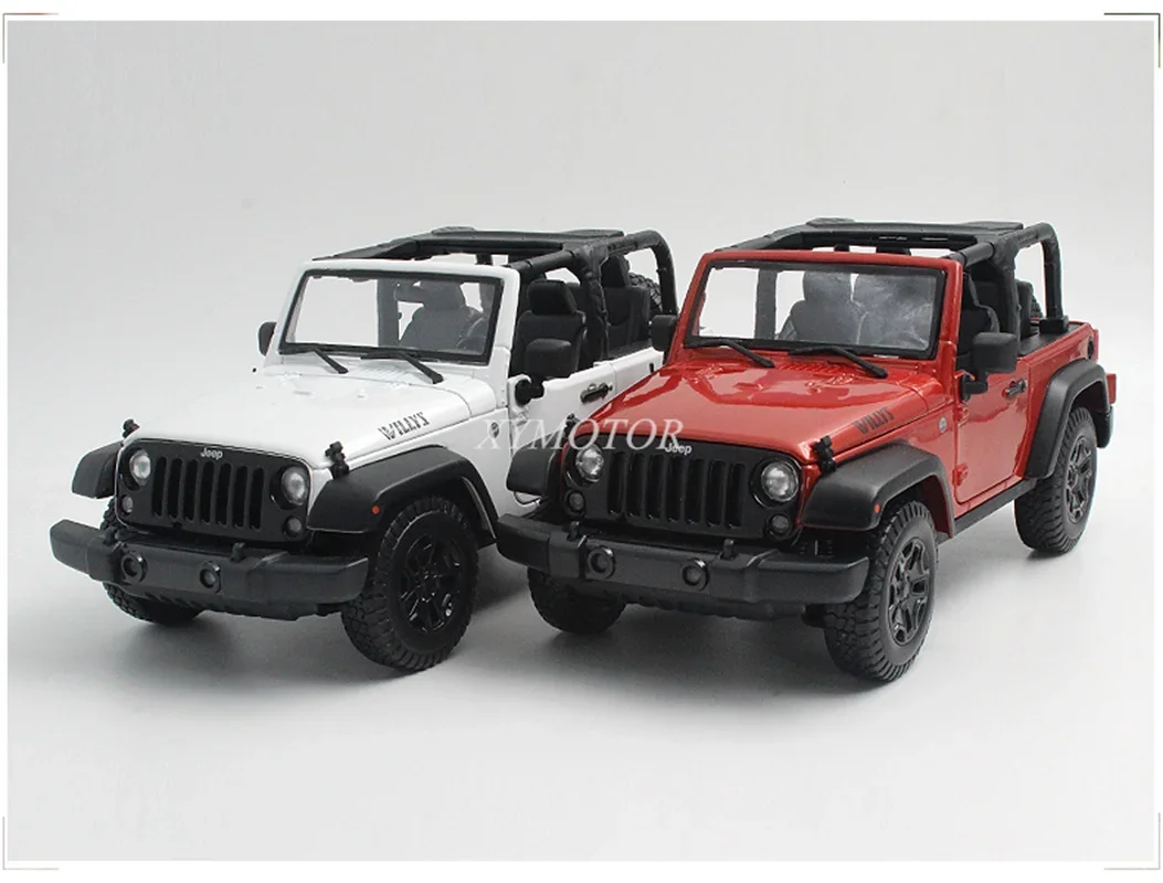 

Металлическая Модель автомобиля Maisto 1/18 для Jeep Wrangler Wellys, детские игрушки, подарки для коллекции, оранжевый/белый/черный/красный/желтый