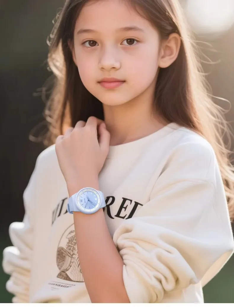 ピンククォーツ子供用腕時計シリコンストラップ防水ブルーアナログティーンエイジ腕時計女の子男の子用