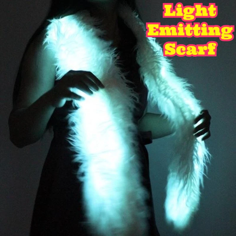 

LED Glow Scarf Plush Neck Warmer Winter Warm Flashing Shawl Novelty Creative Luminous Bar Club Christmas Festive Soft Cozy Decor