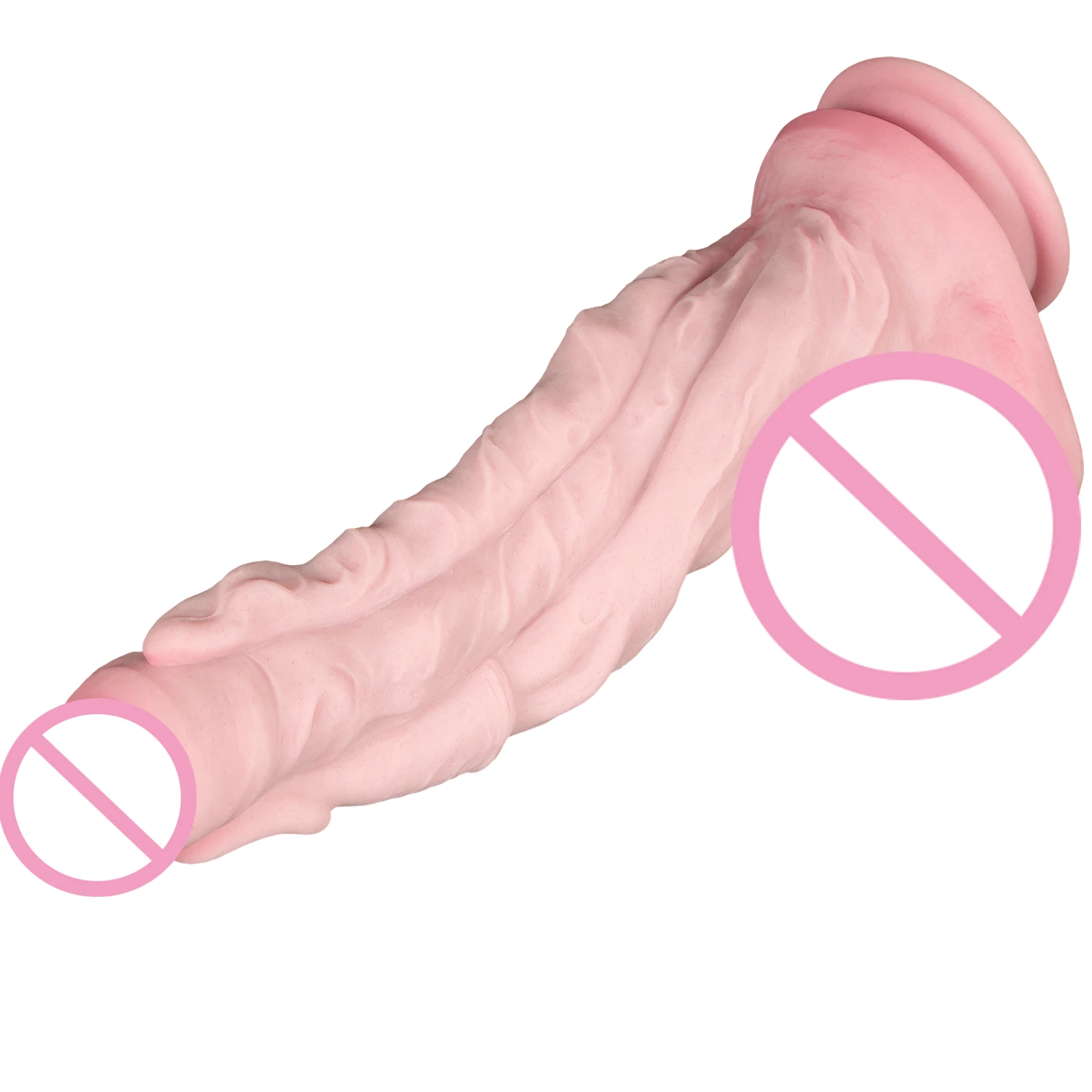 Realistic Huge Long Giant 3 Glans Dildo Big Thick Soft Silicone Cup Fantasy Anal Dildo Penis Adult Sex Toy for Men Women Gay