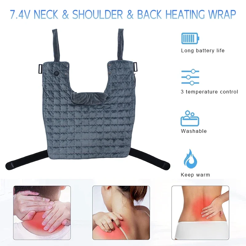 Portable Polyester USB Heating Shawl with 7.4V Heated Shoulder Pads for Comfort and Warmth