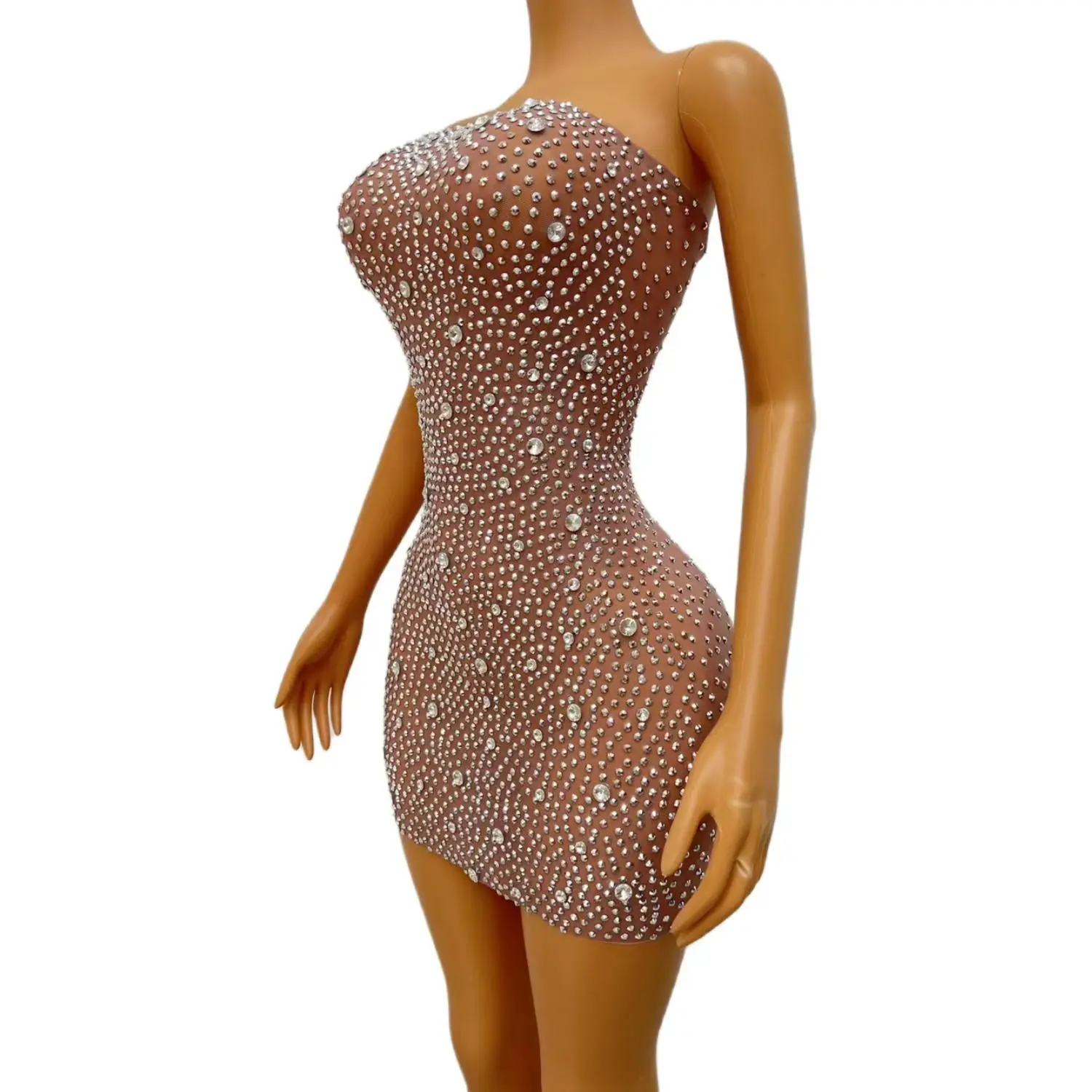 Precioso vestido de fiesta de cumpleaños de malla transparente para mujer, Vestidos de Fiesta Cortos de niña negra de cristal, vestidos sexys de fiesta de graduación, Manzuan