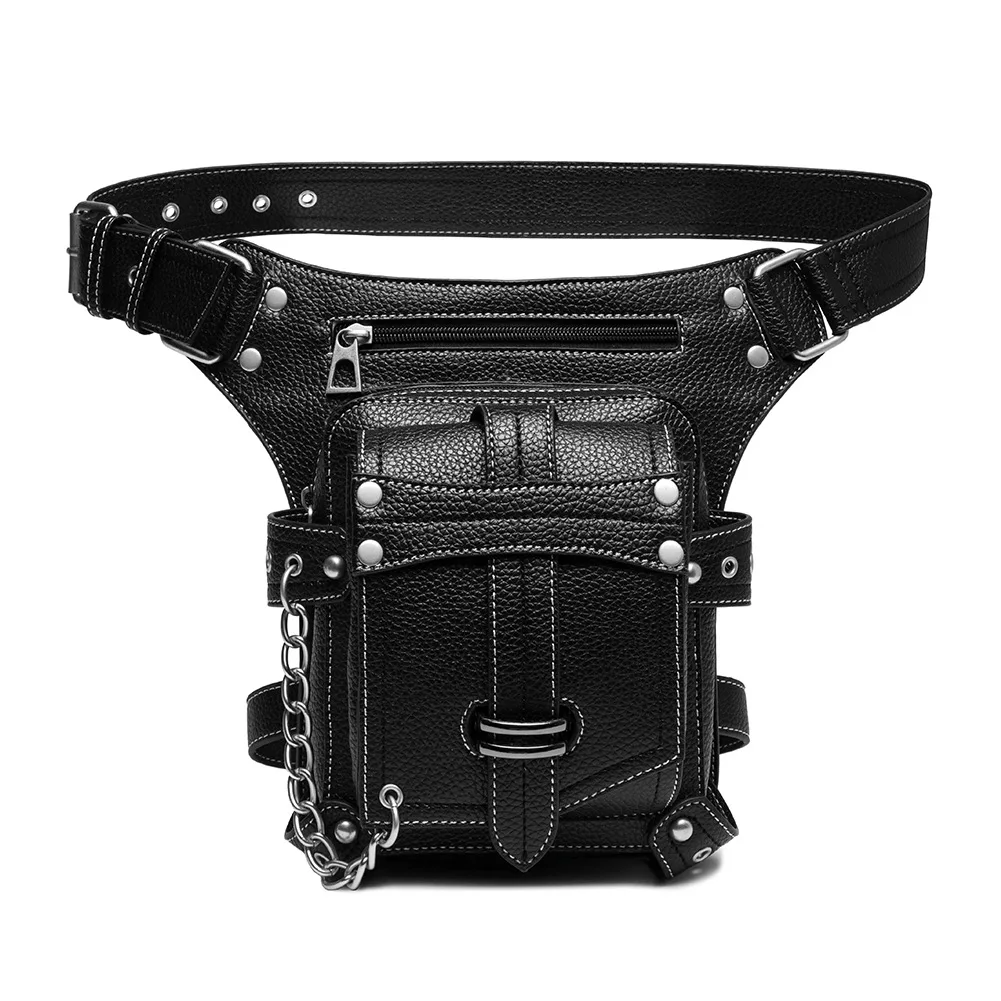 Bolsa de couro Steampunk masculina, bolsa medieval para coxa, bolsa retrô para celular, polainas de motocicleta, cinto de cintura, acessório viking