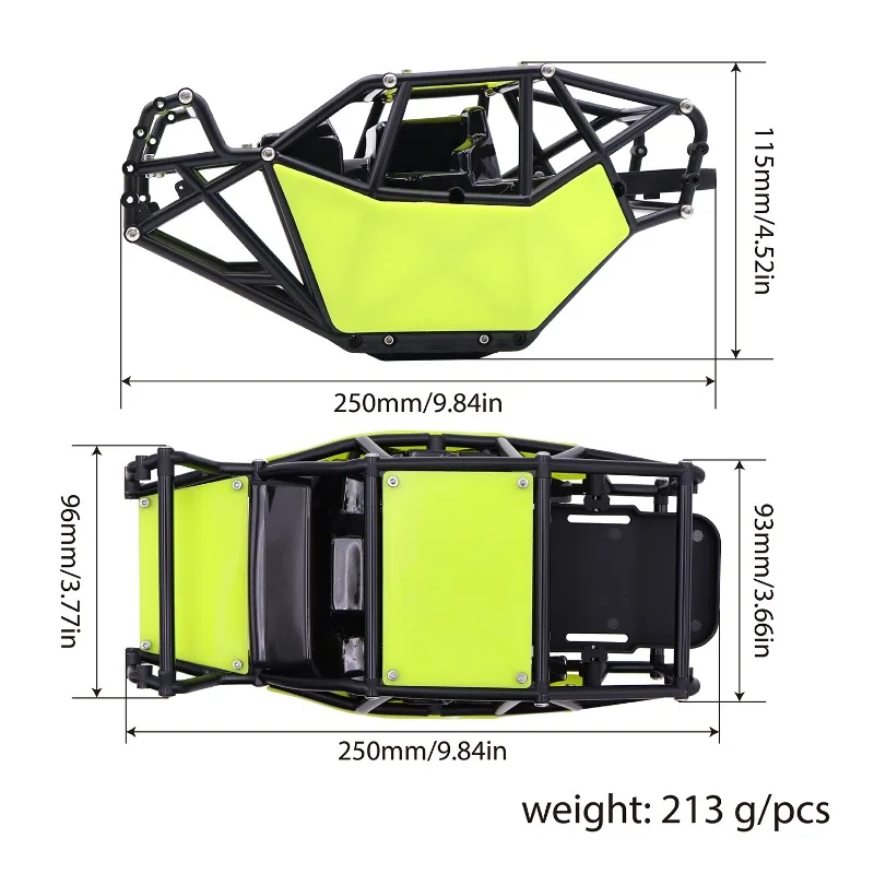 Quadro de gaiola para tubo de carro de plástico, para carro crawler 1/10 rc axial scx10 traxxas trx4 defender bronco, acessórios da moda diy