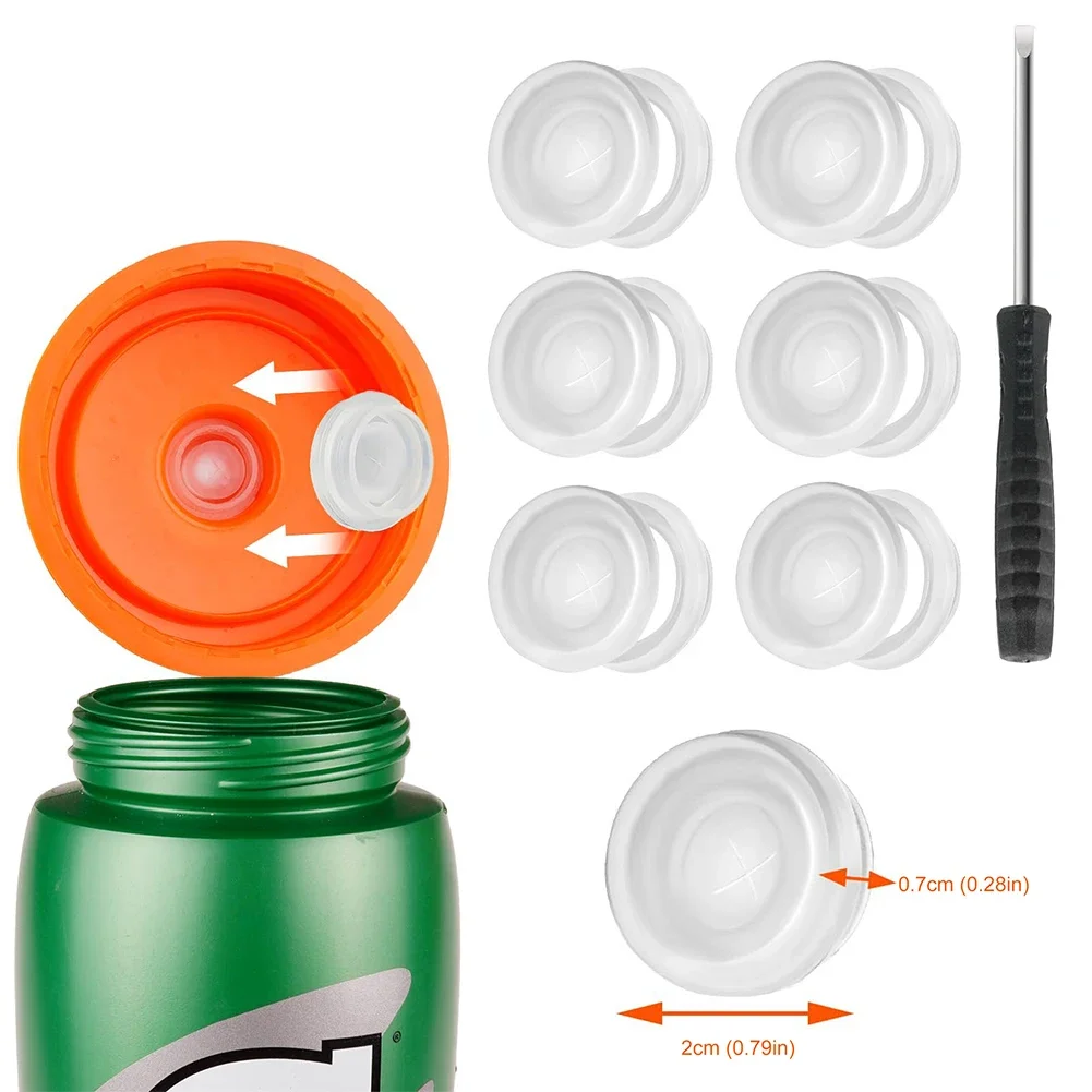Válvulas de distribuição de 6 pacotes, válvula de silicone e inserção de plástico com chave de fenda, válvula de silicone adequada para garrafa de água Gatorade Gx