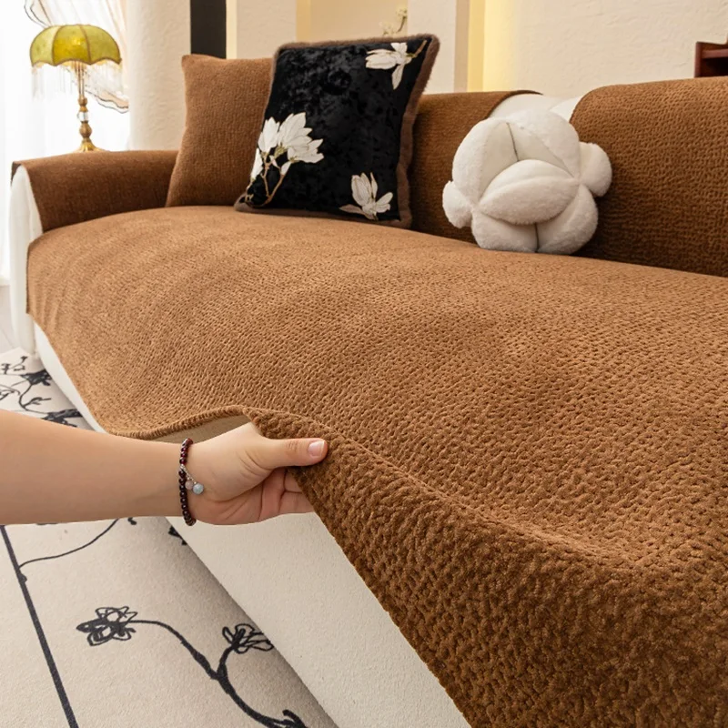 

1PC Chenille Sofa Mat Covers Nordic Anti-cat Scratch Sofa Pad All-season Universal Corner Couch Furniture Protector Slipcover