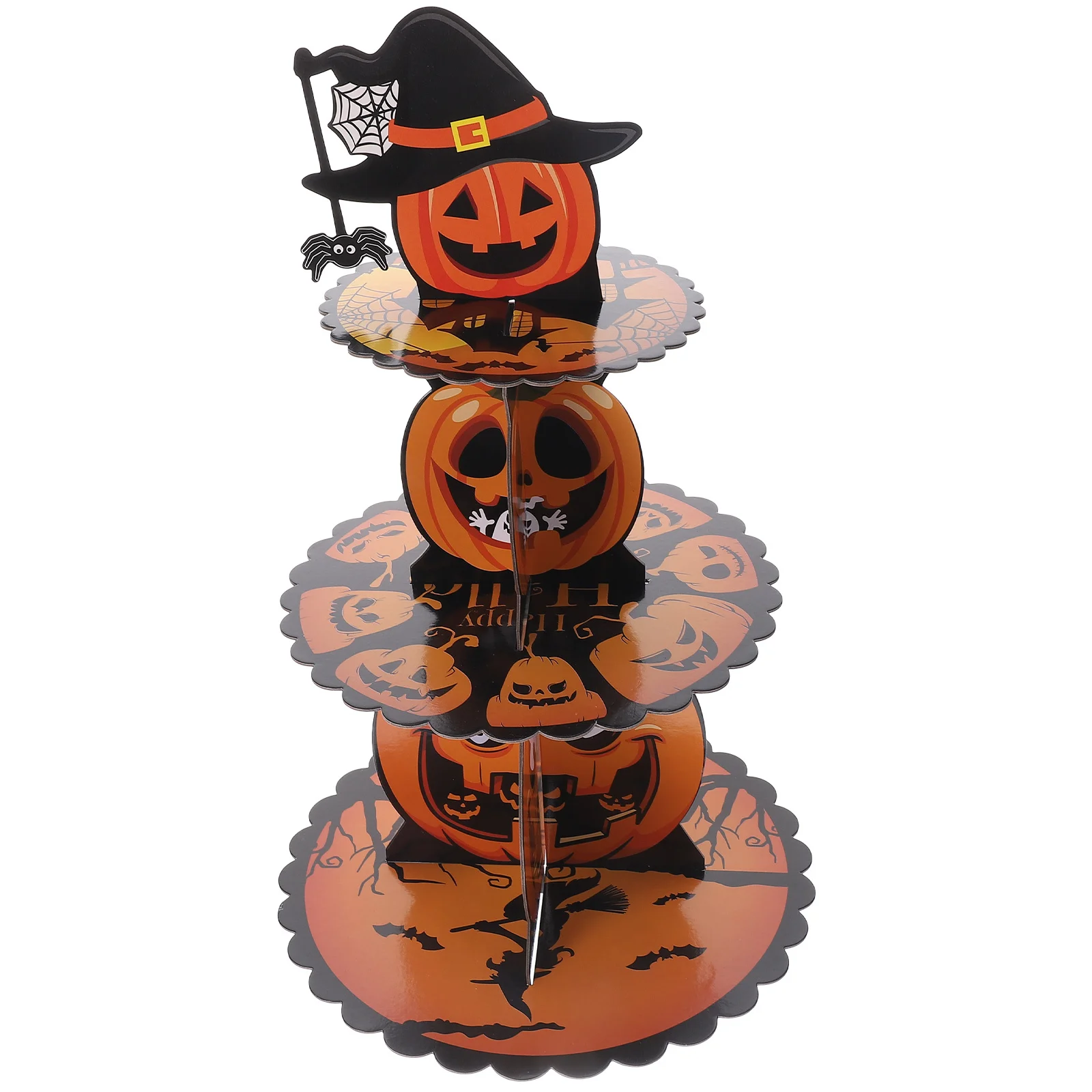 

Halloween Party Paper Cupcake Stand Multi-Tier Pumpkin Dessert Display Rack Cupcake Holder Decorative Cake Stand for Celebration