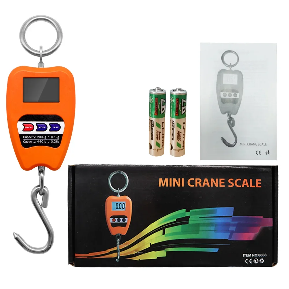 200KG Crane Scale Electronic Luggage Scale Multifunctional Digital Scales LCD Display Travel High Accurate Weighing Tool Balanza