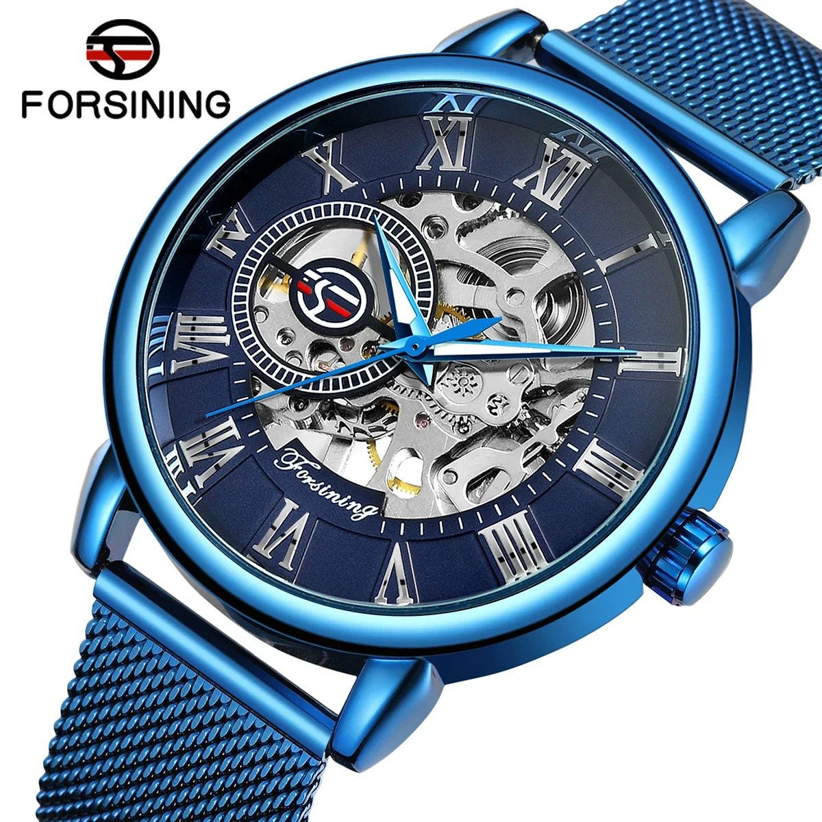 Forsining Luxury Skeleton Watch Man Mechanical Wristwatches Clockwork Hand Clock For Men Mechanical Husband Watches reloj