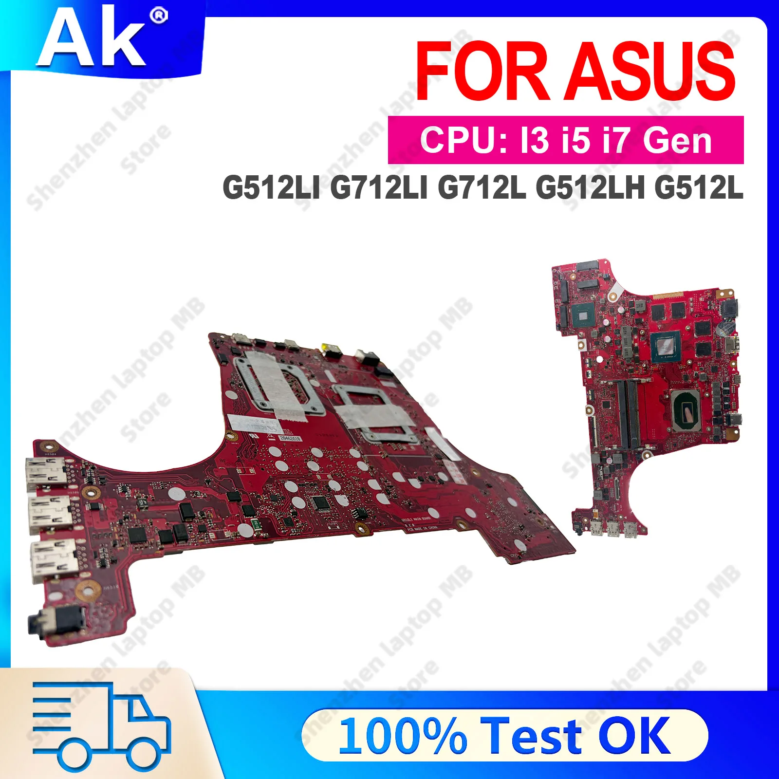 G712LI G512LI Laptop Motherboard For ASUS ROG Strix G15 With 10th Gen I5 I7 G512LH G512Li G512L Notebook Mainboard 100% Tests OK