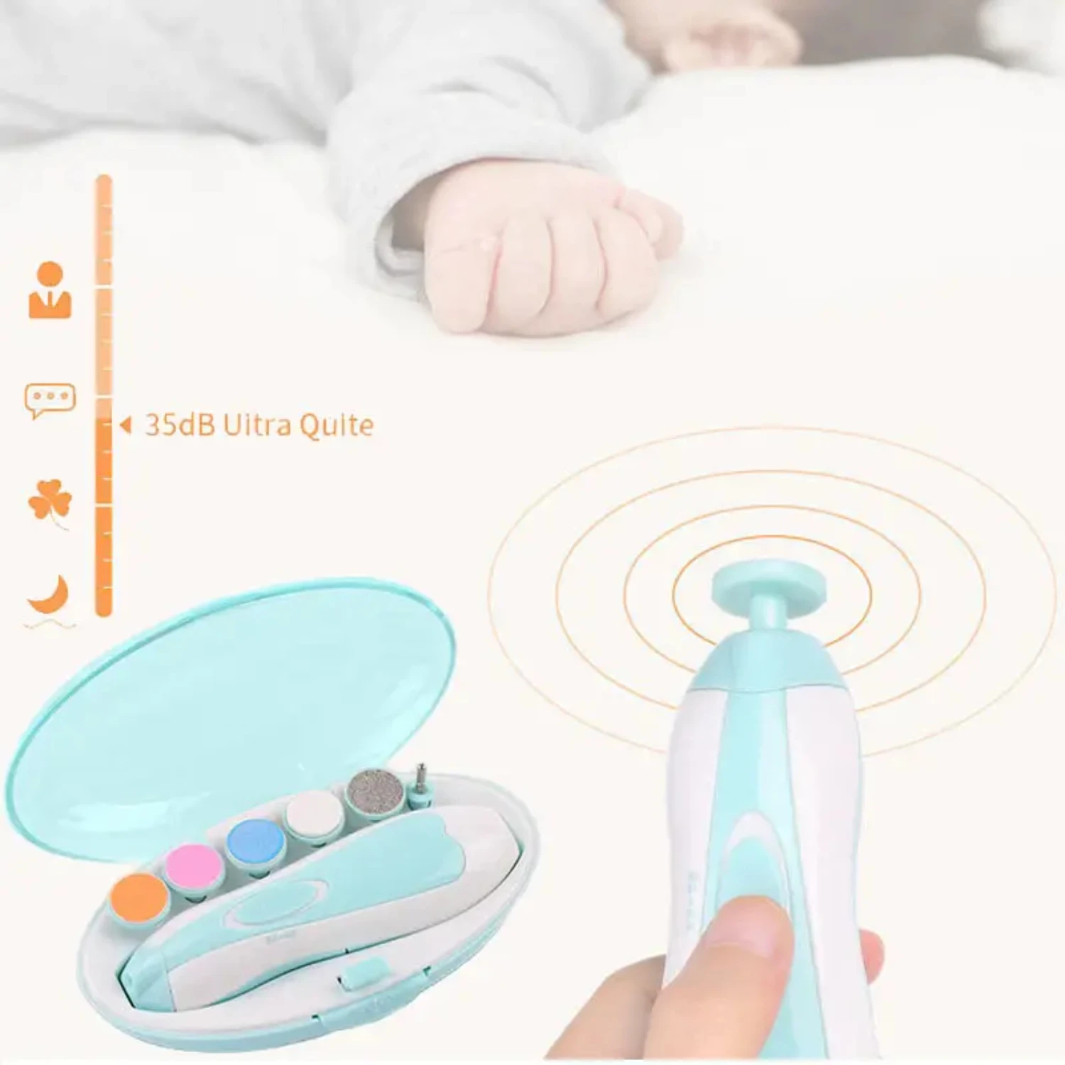 Safe, Gentle, and Light Electric Baby Nail Trimmer - Precise and Easy Nail Care Kit for Newborns and Toddlers, Clipper for Babie