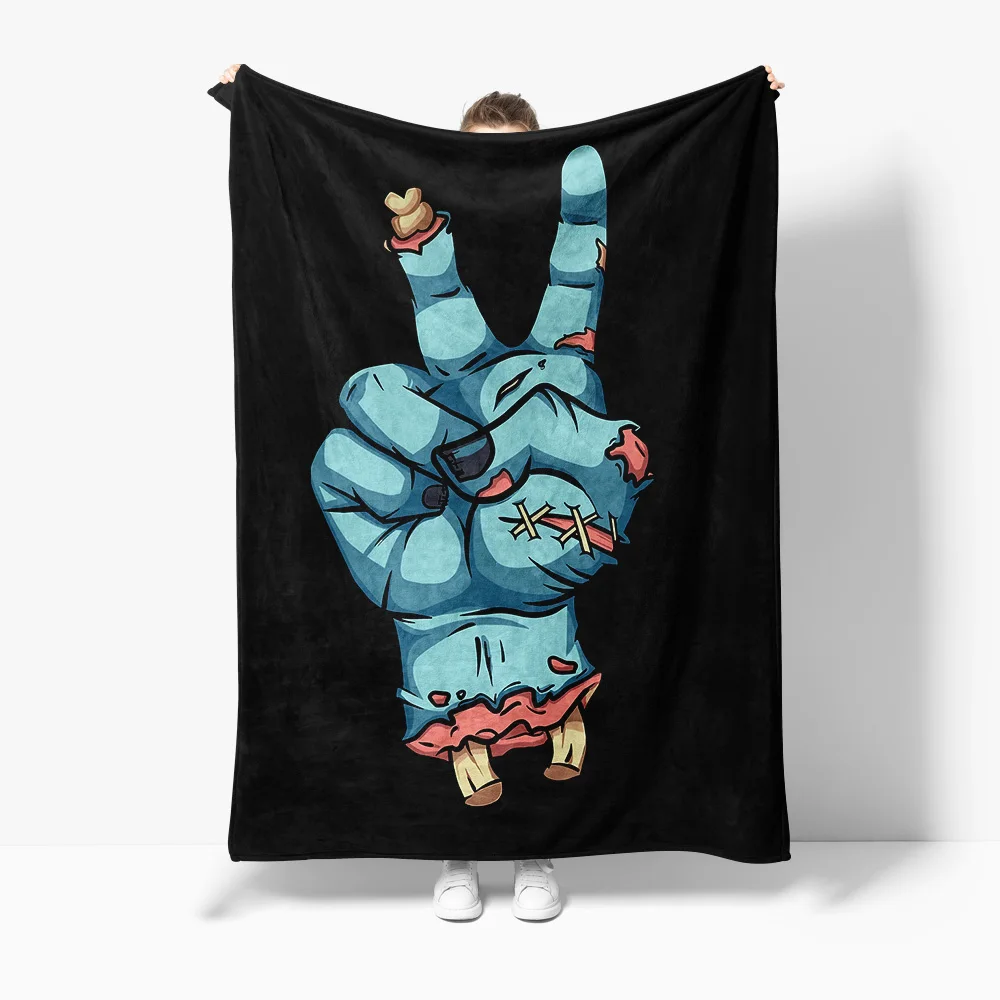 

Zombie Hand Blanket Funny Halloween Gift Pastel Blue Finger Throw Blanket Cosy Sofa Cover Unique Birthday Present for Girls & Bo