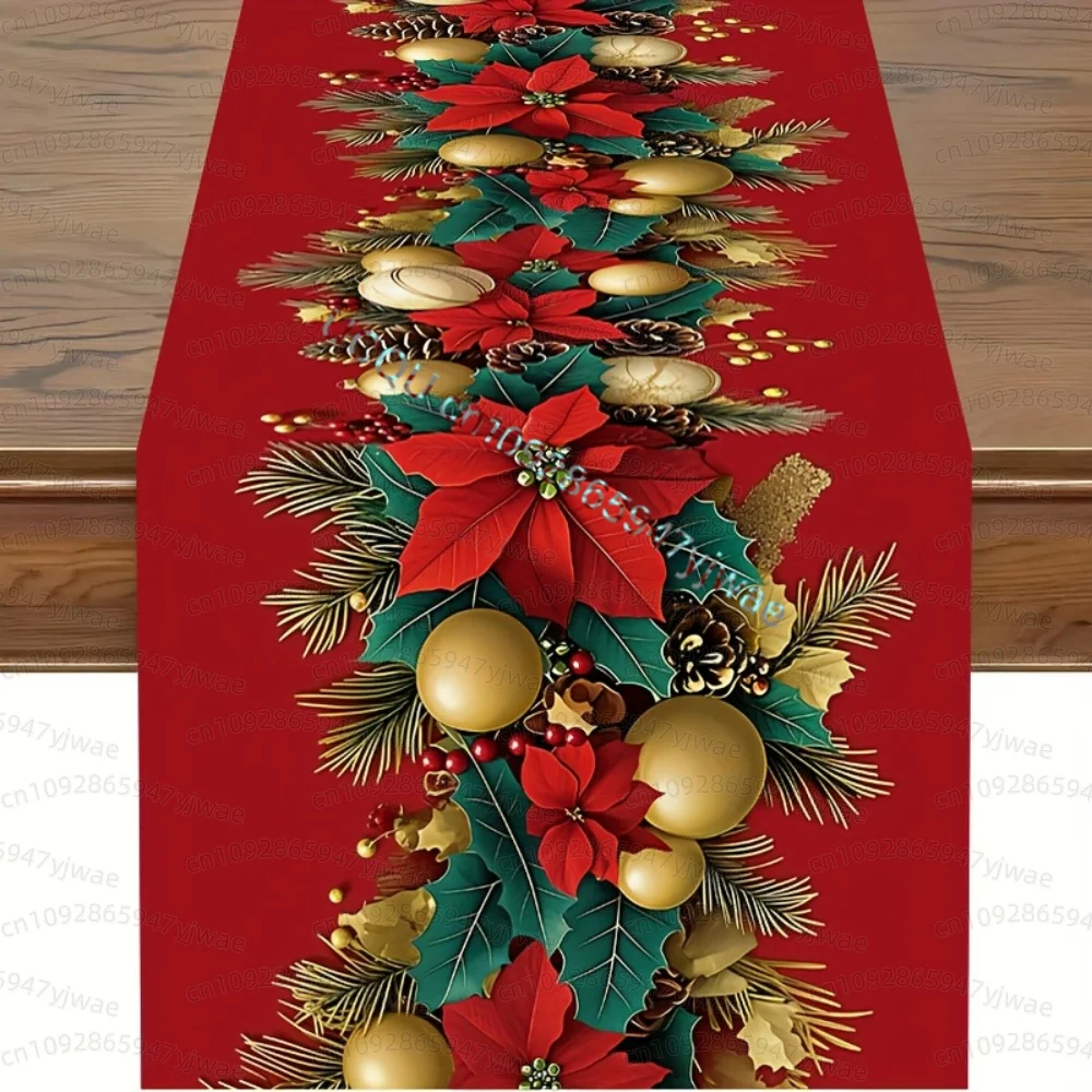 1piece Christmas Santa Claus Gingerbread Man Table Runner for Festive Family Party Decor Indoor Kitchen Dining Table  cloth