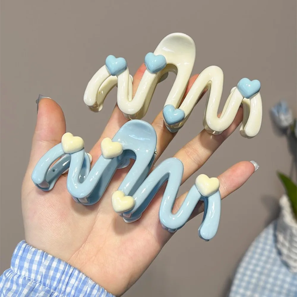 New Cute Girl Women Wave Clip Sweet White Blue Hair Clip Hair Clamps Shark Clip Headband Accessory