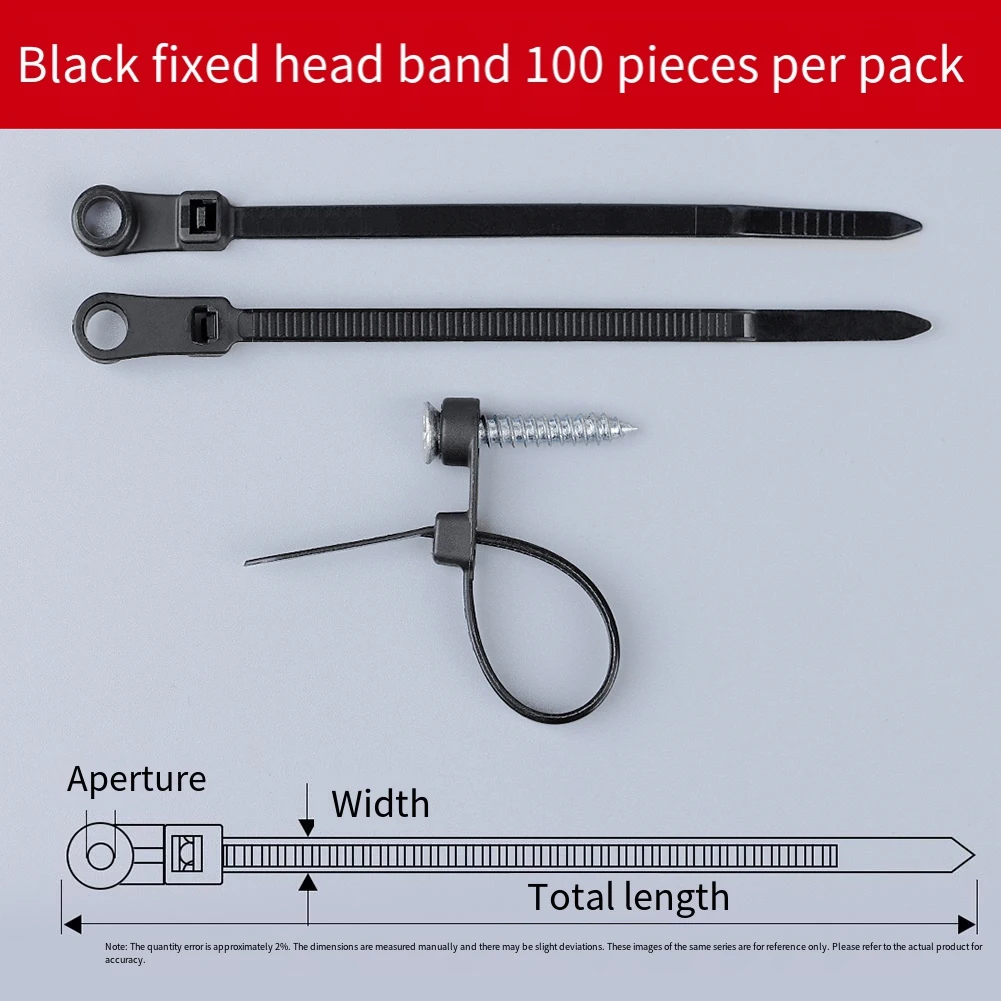 

100PCS Nylon Cable Ties with Screw Hole Mount Self Locking Loop Wrap Ties for Secure Cable Fixing and Mounting