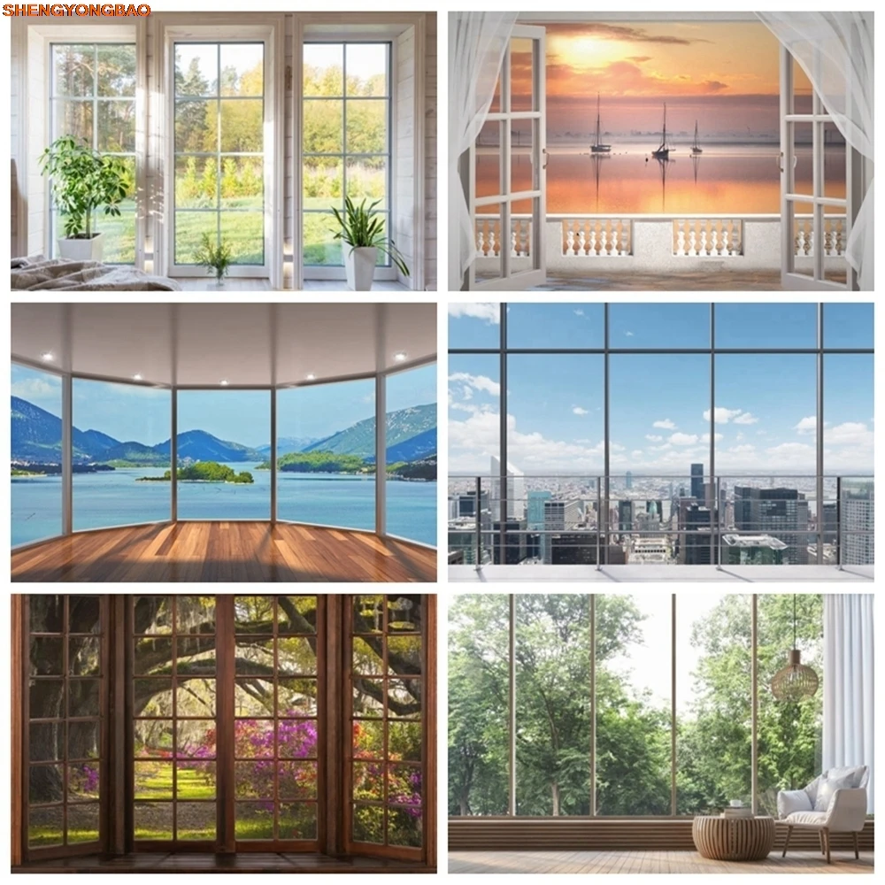 نافذة مشهد الربيع زهرة المشهد خلفية الصيف شاطئ البحر المحيط المشهد مكتب التصوير خلفية لاستوديو الصور