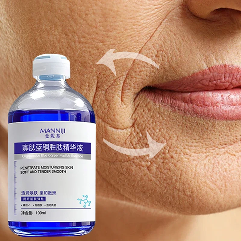 Esencia antiarrugas con péptidos de cobre azul de 100 ml - líquido concentrado potente, que crea una piel renovada, no grasa y de rápida acción tensora.