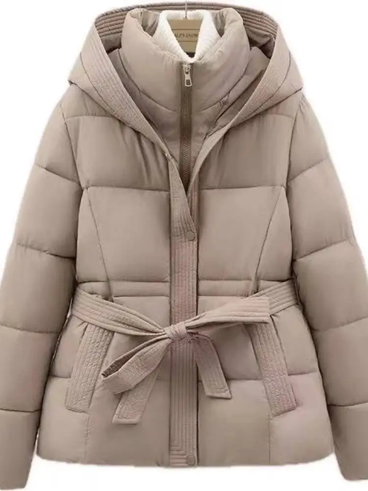 

Women Puffer Jacket Autumn Winter Hooded Warm Thickening Cotton Padded Coat Female Slim Zipper Stand Collar Outwear Mujer