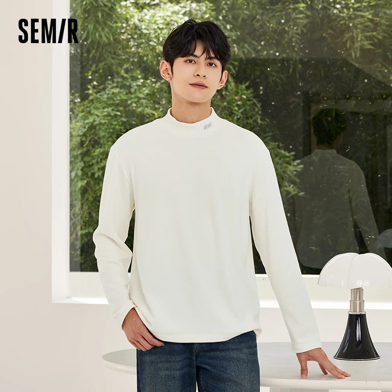 Semir t-Shirt a maniche lunghe da uomo 2023 inverno New Thermal Storage Inner Warm Half dolcevita Bottoming Shirt t-Shirt tinta unita