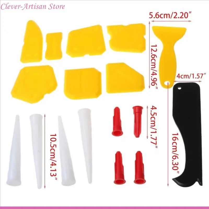 E06B Scraper Caulk Tools Glass Scraper Stainless Finisher Sealant Scraper Remove Scraper Grout 17pcs