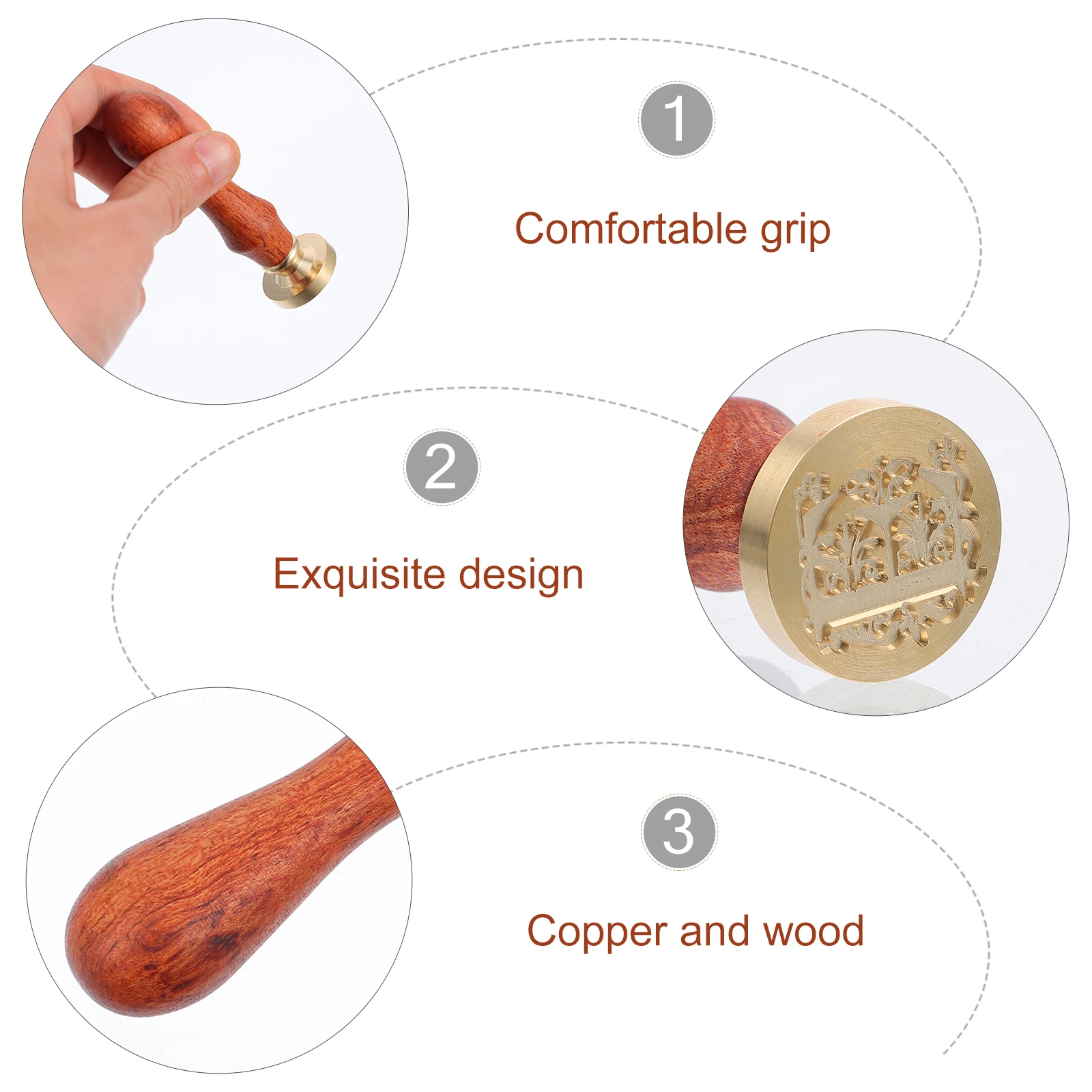 

1 pc Fire Wax Seal Stamp Letter E Alphabet Pattern Retro Style Diy Decor For Envelopes Scrapbooks Handicrafts Copper Wood Tool