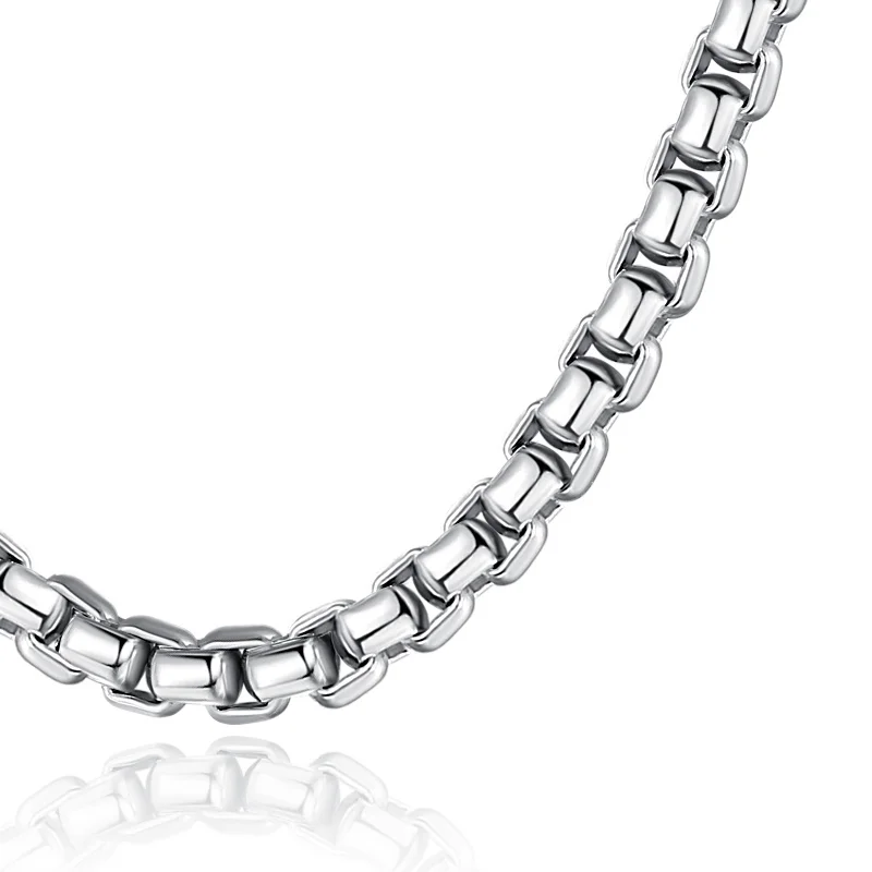 Chain925Silver Men's Box Chain Fashion Necklace Thick Short Long Men's All-Match Domineering Chain Gift