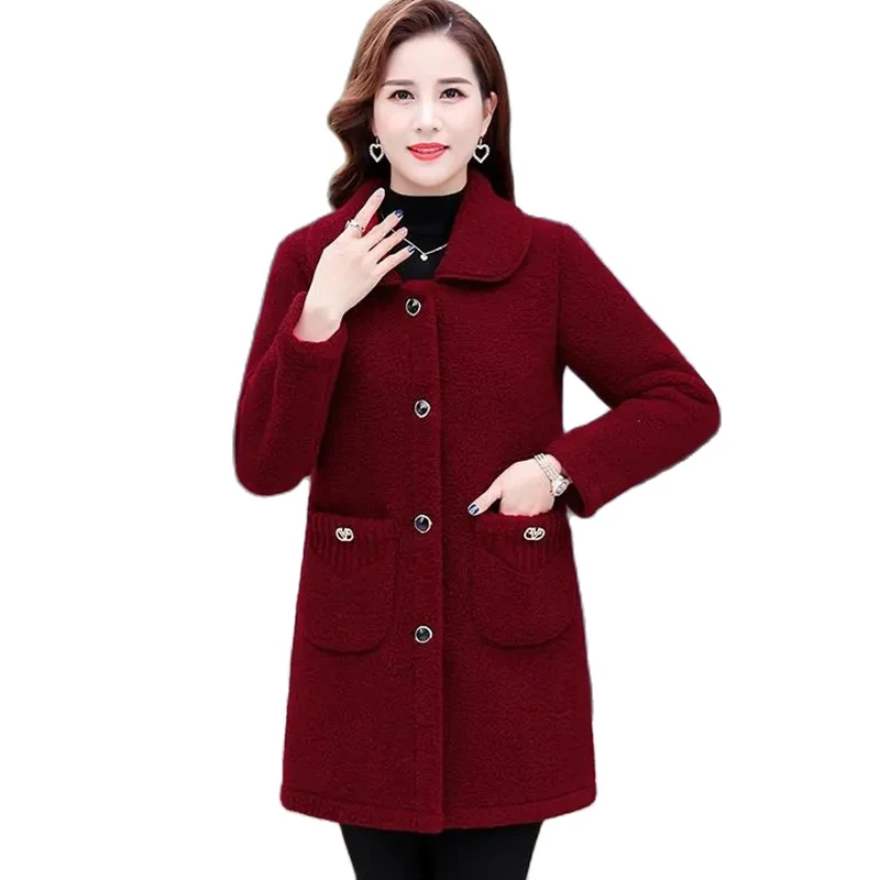 Abrigo de lana de cordero de imitación para mujer, Parkas femeninas de manga larga, abrigo cálido de lana de algodón, talla grande 5XL, invierno, novedad de 2024