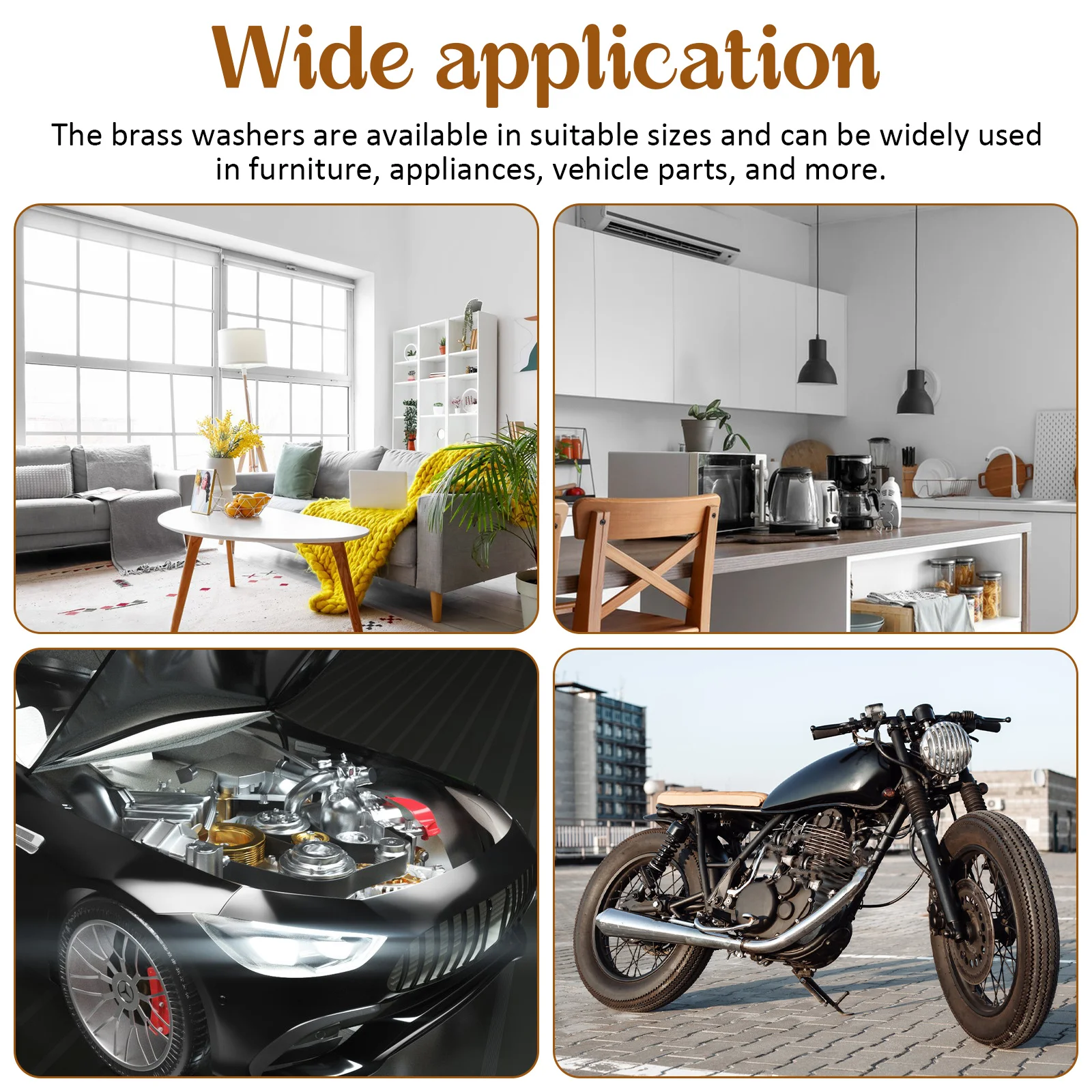 

100 pcs Brass Flat Washers 3Mm-10Mm Yellow Round For Furniture Hinges Appliances Auto Parts Repair Flat Brass Ring Gasket