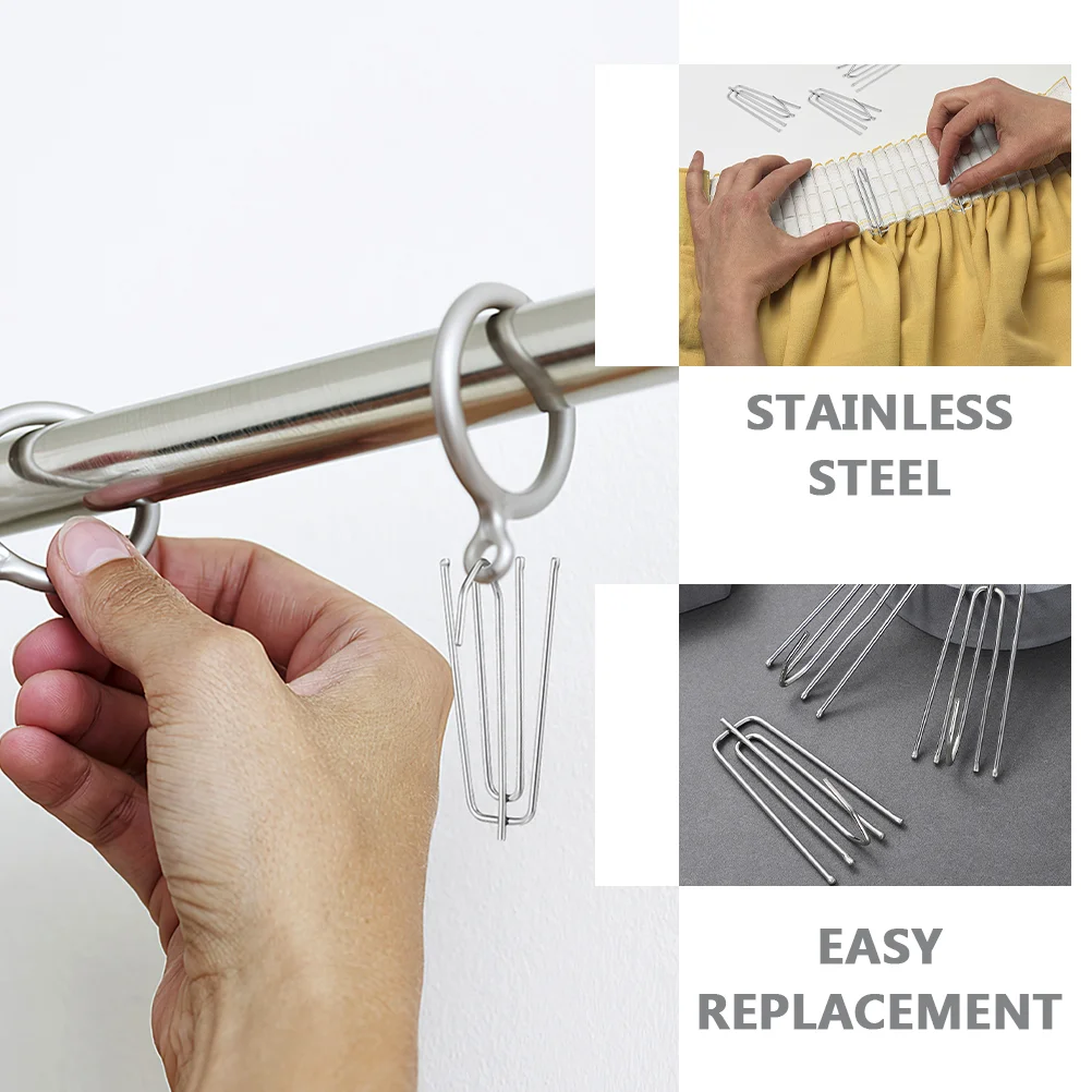 Stainless Steel Curtain Hooks Metal Pleater Tape for Drapery Curtains Easy Replacement Enhanced Stability Versatile Usage