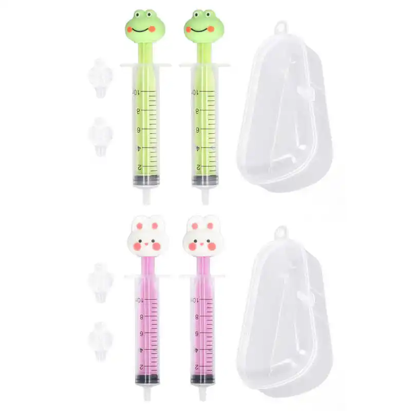 2pcs Baby Nasal Irrigator Cartoon Shaped Syringe Type Silicone Infant Nose Cleaner Rinsing Device