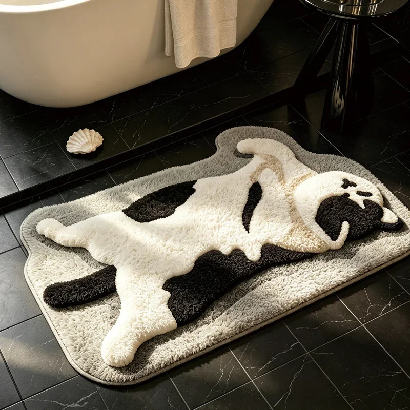 80x160cm Rug Faux Cashmere Bath Mat Absorbent Quick Dry Non Slip Soft Animal Shape Bathroom Bedroom Door Foot Mat