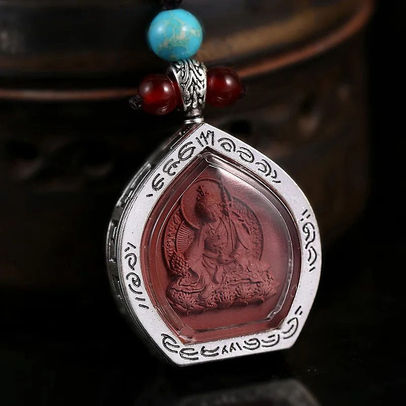 

Tibet Rubbing Good Karma Mud Necklace, Twelve Zodiac Pendant, Yellow God of Wealth Green