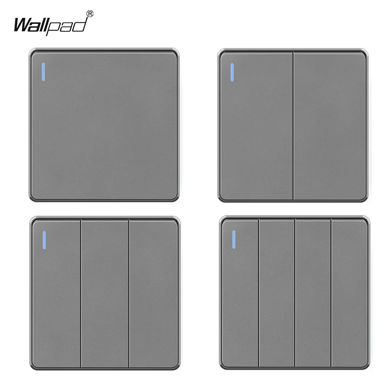 UK British Standard 86*86mm1 1 2 3 4 Gang 1/2 Way On Off Light Switch 3A Wall Socket with 5V Type-c USB Matte Grey PC Panel