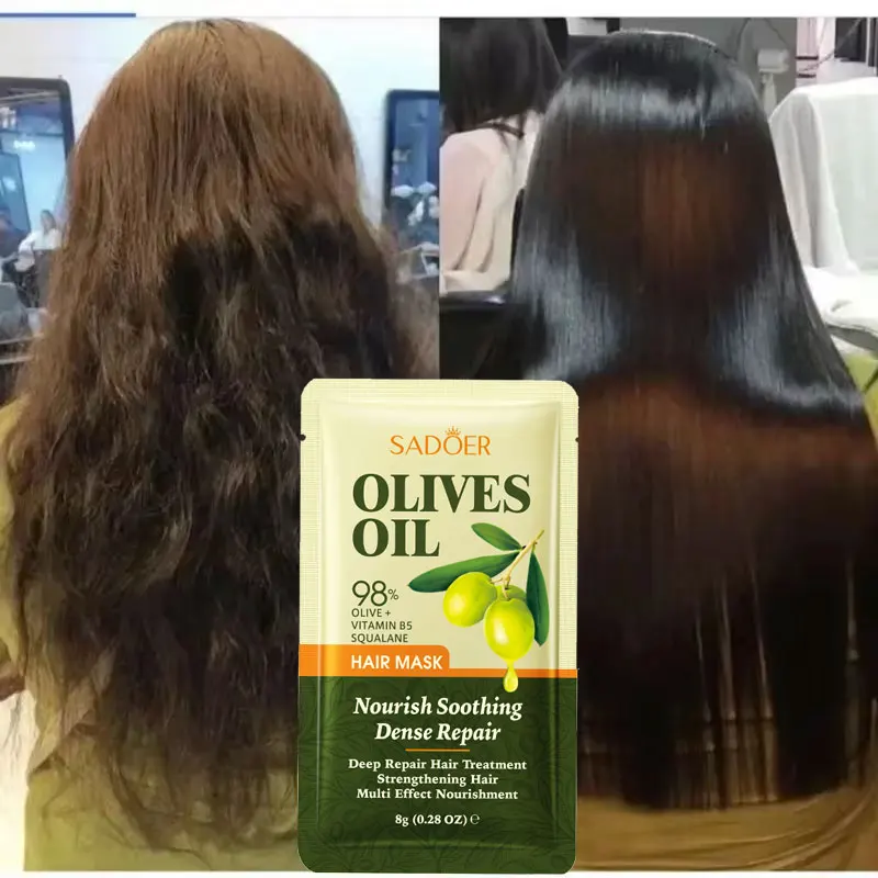 

Olive Oil Squalane Repair Hair Mask Strengthening Smoothing Treatment for Frizzy Dry Damaged Hair Nourish Soft Shiny Hair Care