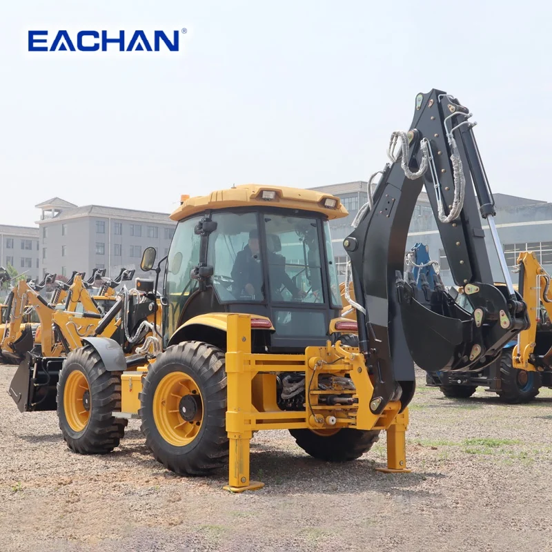 4WD Hydraulic Backhoe Loader Diesel Wheel Backhoe Loader Compact Farm Construction Machinery CE EPA Free Shipping Customized