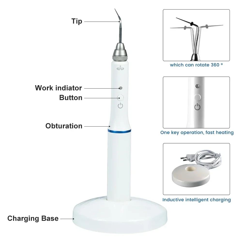 CYE027 Dentals Gutta Percha Obturation System Endodontics Root Tool Endo Gutta Dentals Heating Pen With 2 Tips