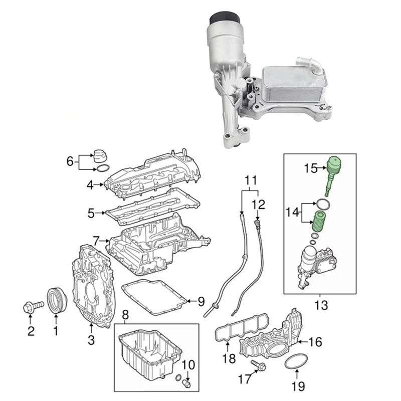 

Engine Oil Radiator Oil Filter Housing Oil Cooler 6511800610 For Mercedes Benz C E CLS GLC GLE SLK W166 W205 W212 W447