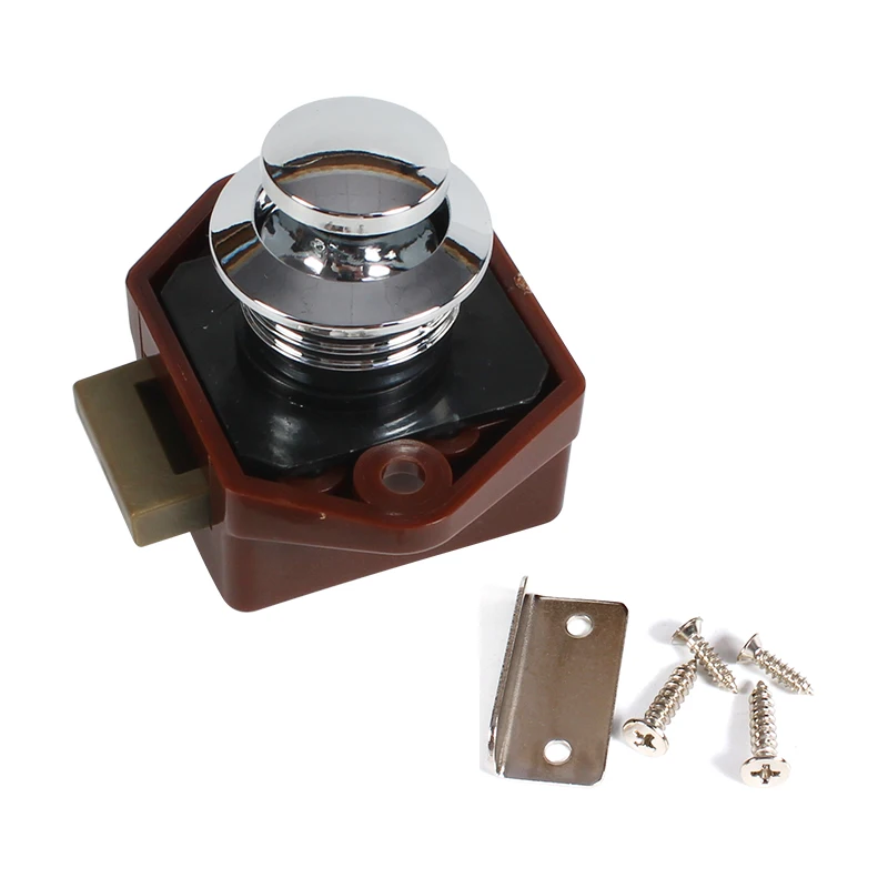 TYTXRV Camper Trailer Motor Parts 20mm Brown Color Button Cabinet Lock Zinc Alloy+ABS Cupboard  20pcs/Box