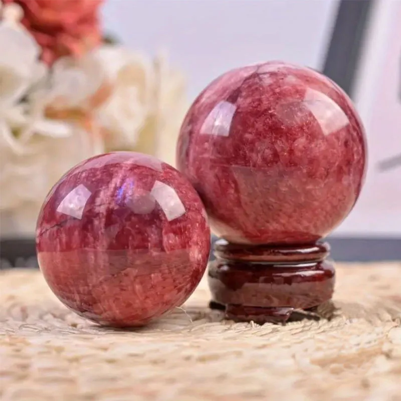 Red Moonstone Ball without Stand Natural Red Quartz Crystal Gemstone Sphere for for Meditation Healing Feng Shui Divination