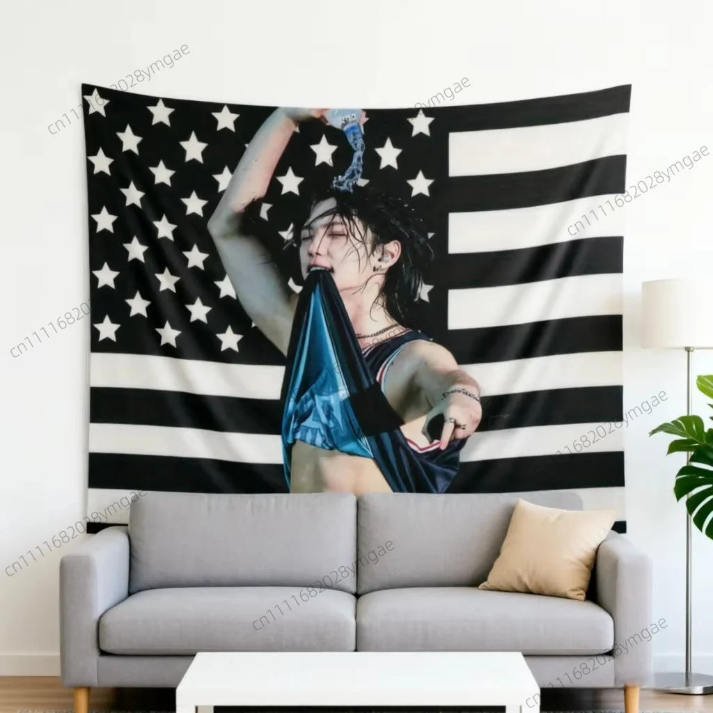 Unique Poster Tapestry SKZ F-Felix American Flags Wall Hanging Tapestries Aesthetic Bedroom Background Cloth Kpop Banners Decor view 4