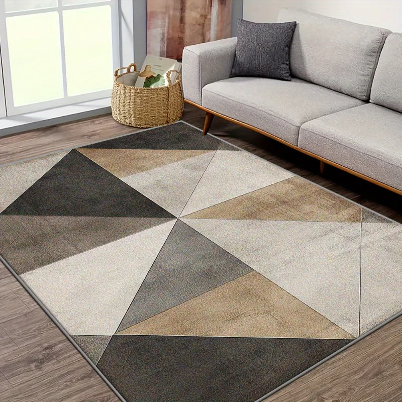 Modern Geometric Line Rug Grey Background Chevron Striped Pattern Large Floor Rug for Living Room Minimalist Home Decor Area Rug