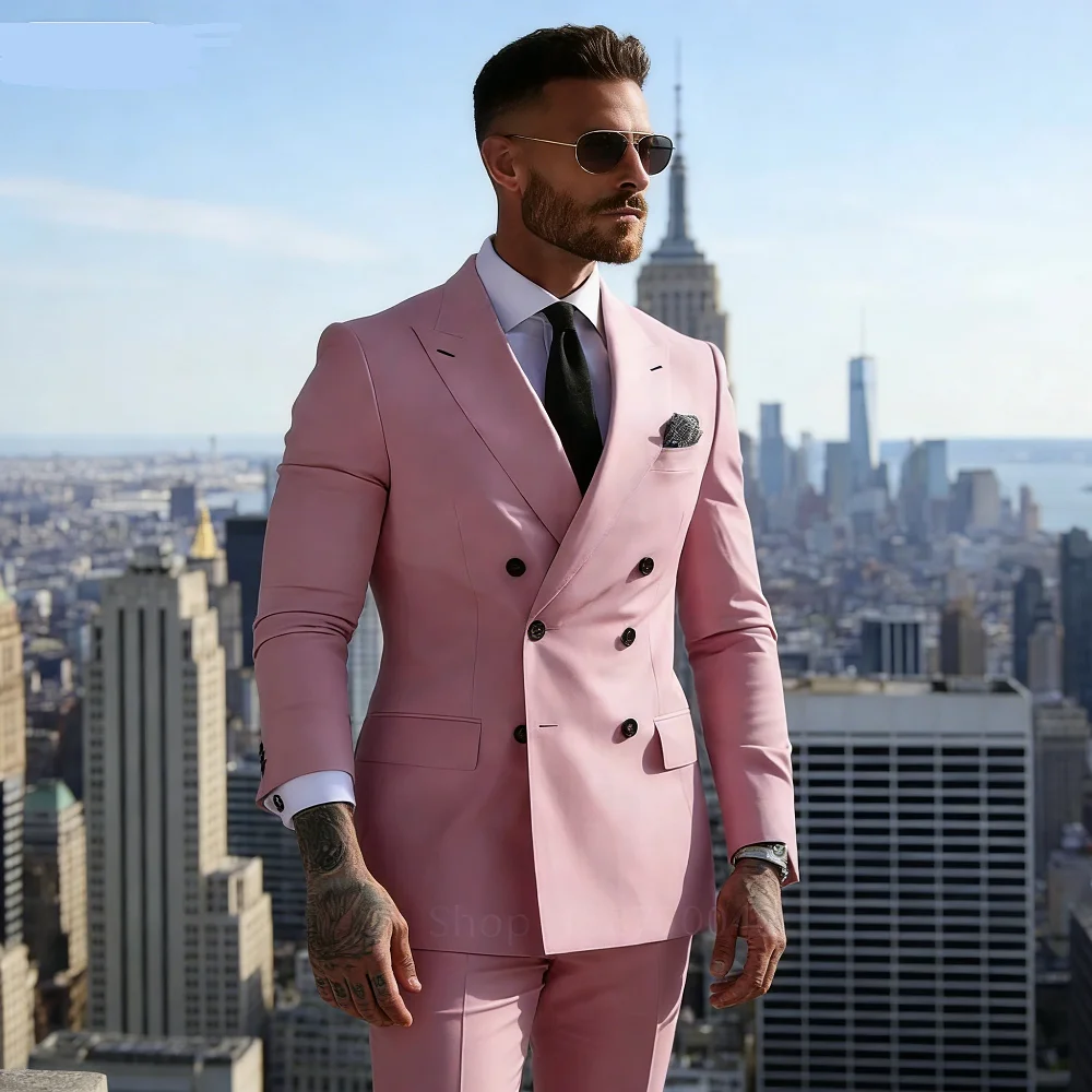 

Smart Casual Wedding Men's Suits Slim Fit Tuxedo Blazer Set 2 Piece Formal Business Suit for Groom with Blazer And Pants