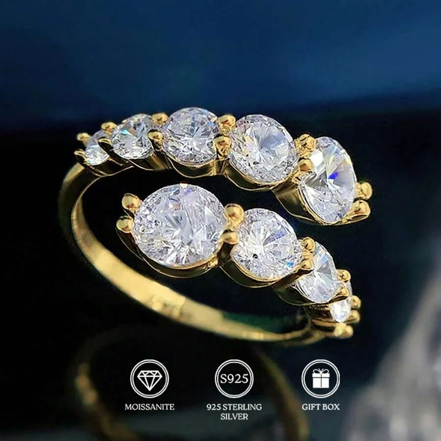 

1pc 3.26 Carat 925 Silver Moissanite Irregular Ring, Classic Retro and Unique Personality, Suitable for Parties, Banquets.