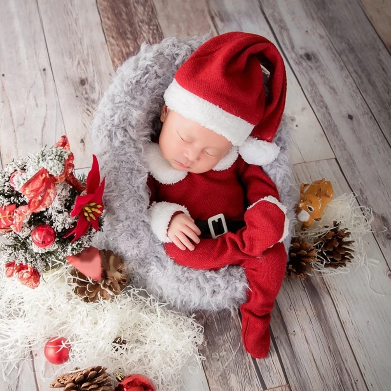 Accessoires séance photo pour nourrissons, tenue noël, pantalon chapeau, cadeau douche pour nouveau-nés