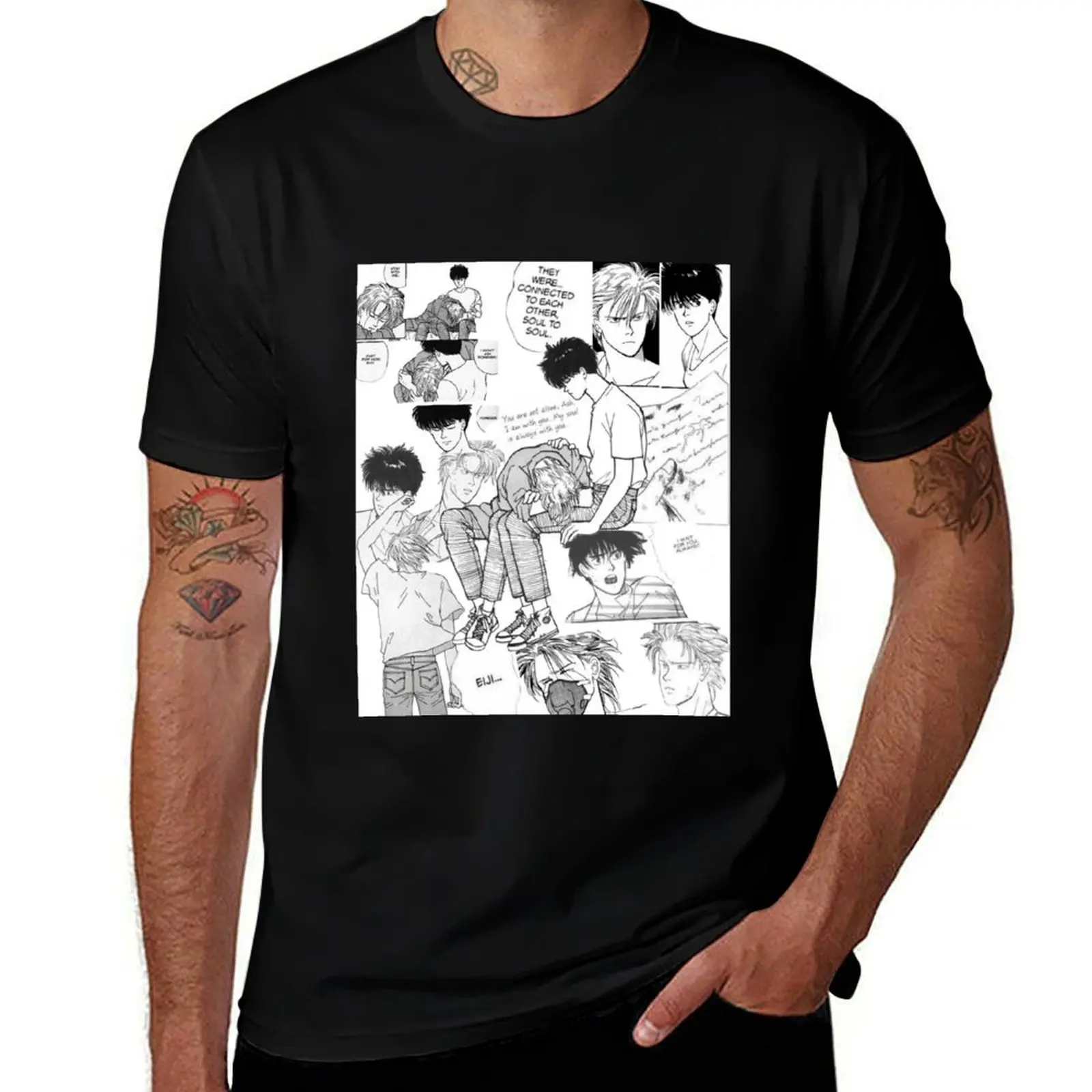 Banana Fish Collage T-Shirt Abstract Pattern Print Top T-Shirt