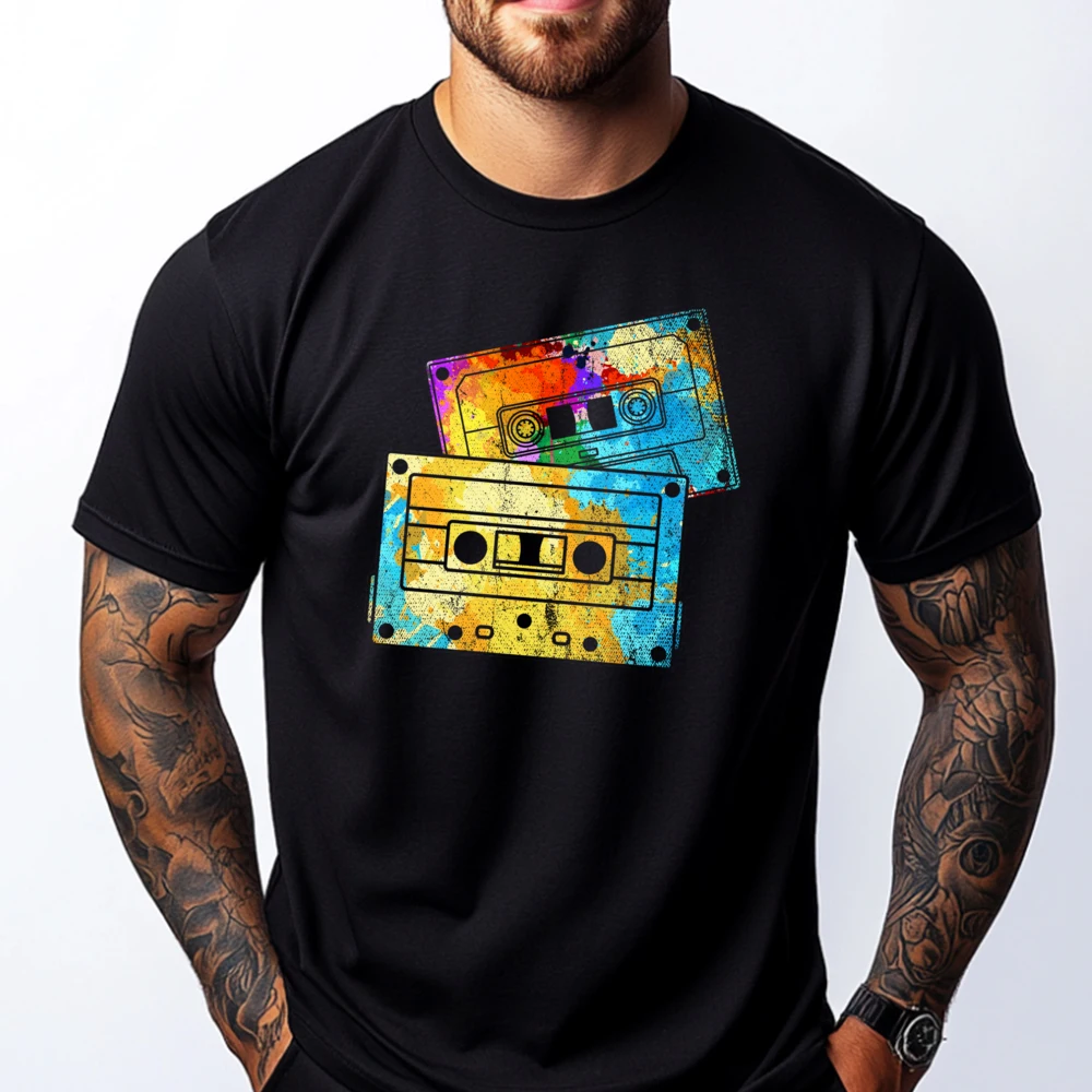 

Colorful 80s Music Lover 1980s Mixtape Eighties Cassette T Shirts For Men Streetwear Men Easter Sunday