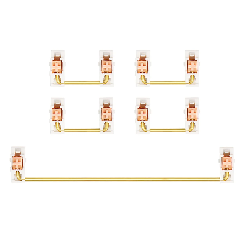 

Active Gold Plated Plate Mounted Stabilizer for Custom Mechanical Keyboard 2U 6.25U (1+4, White Pink)