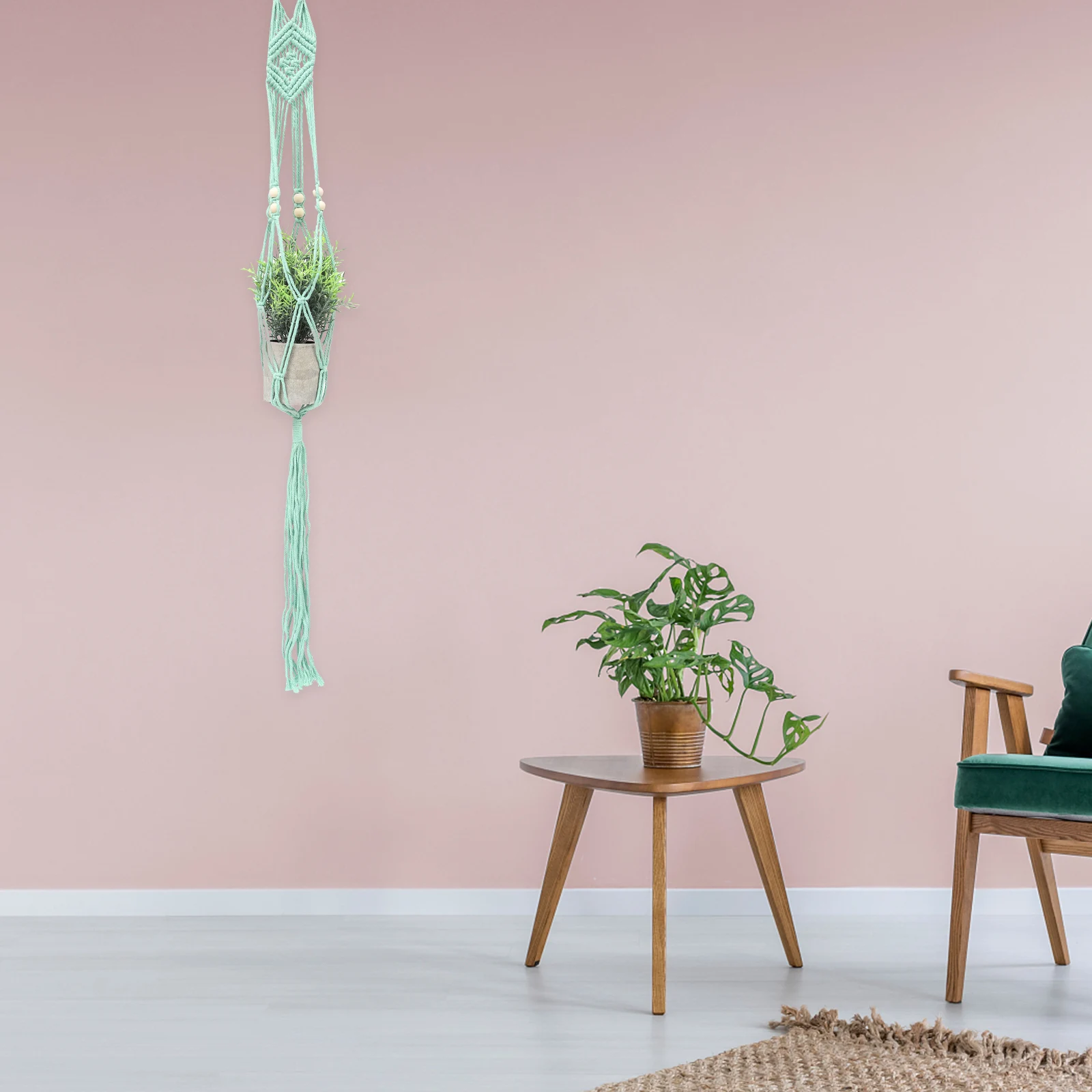

Indoor Plant Stand Macrame Hanging Shelf for Pots Unique Flower Bohemian Decor Modern Planter Holder Wall Hanging