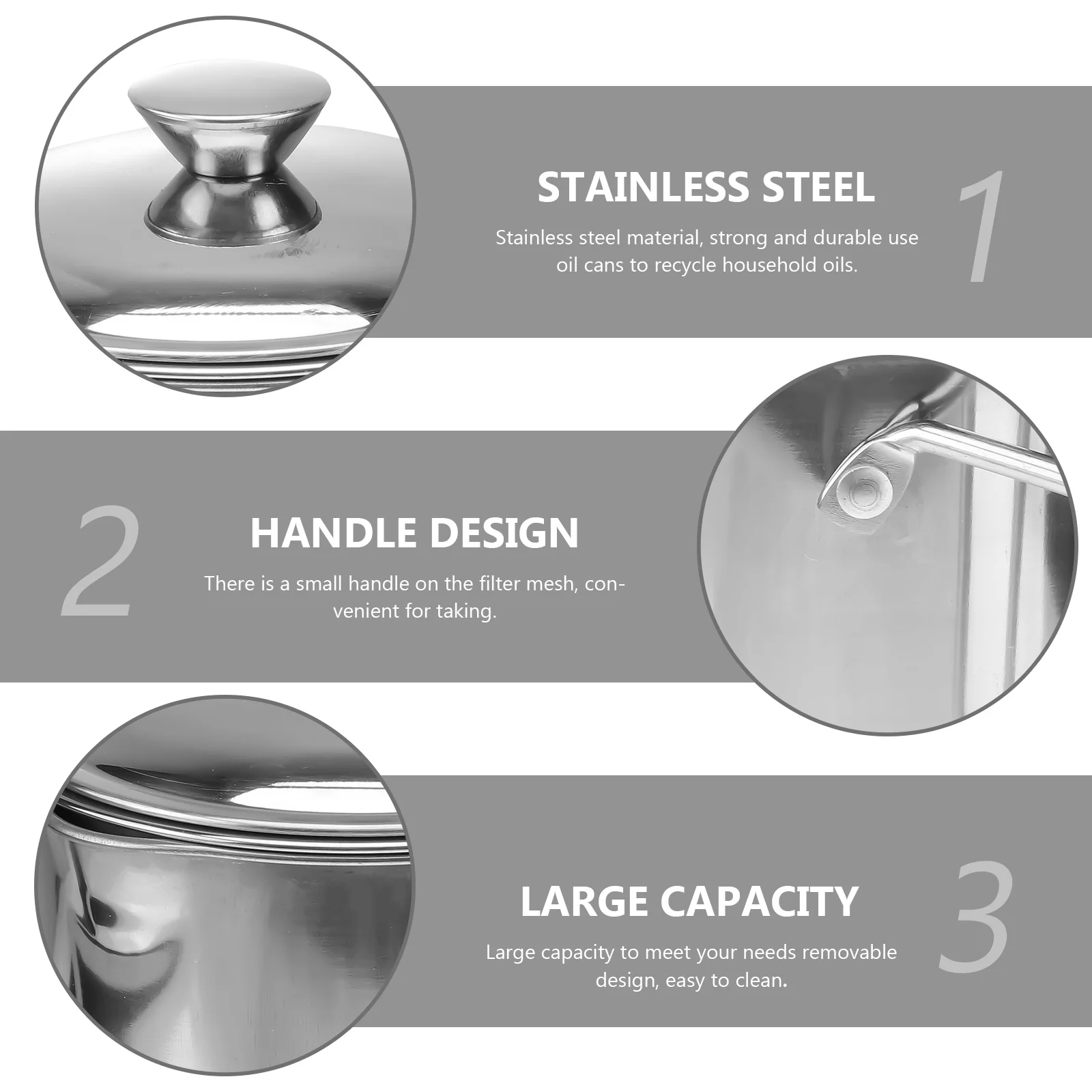 

1Pcs 1.8L Filter Oil Storage Jar Kitchen Grease Strainer Pot with Handle Simple Design Easy Clean Multipurpose Long-Lasting Oil